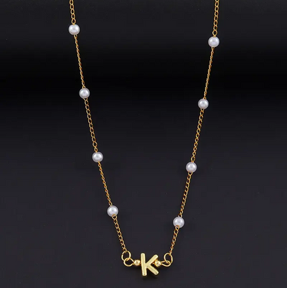 Elegant Pearl Letter Necklace