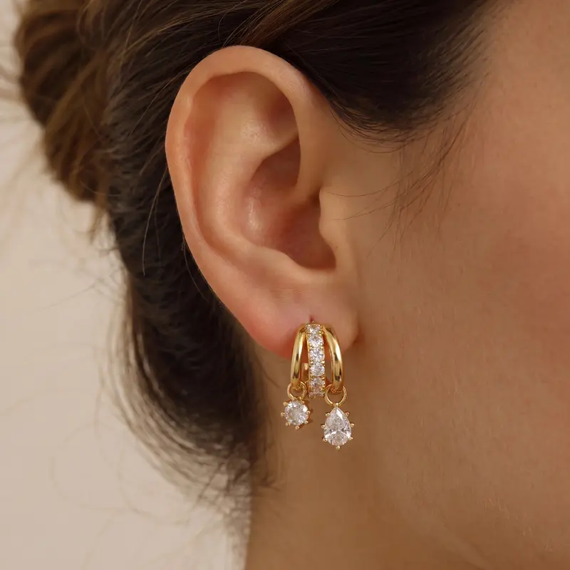 Three Tier Clip Earrings