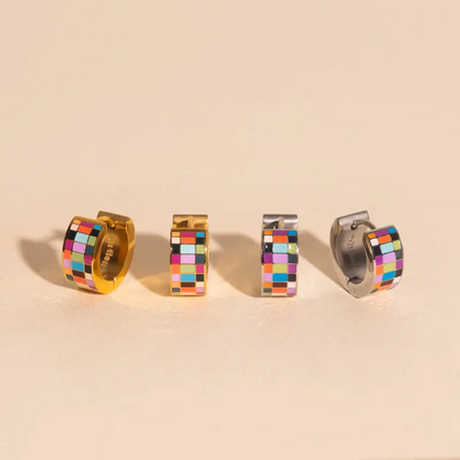 Chunky Checkered Hoop Earrings