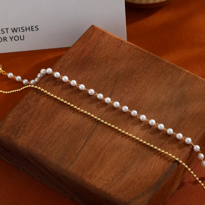 2pc Dainty Pearl Bead Anklets