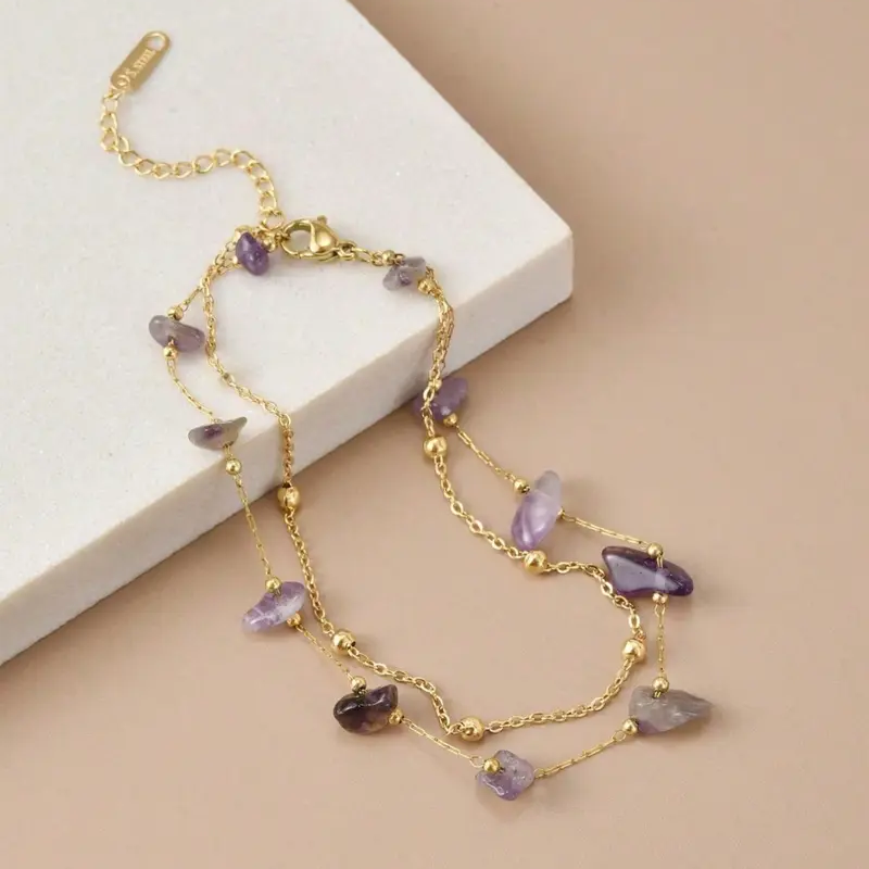 Double Layer Natural Stone Anklet