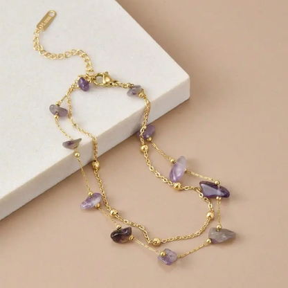 Double Layer Natural Stone Anklet