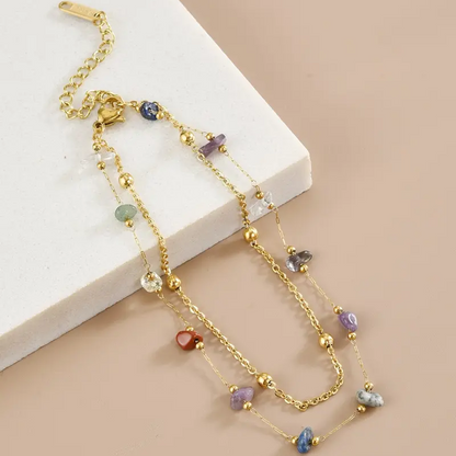 Double Layer Natural Stone Anklet