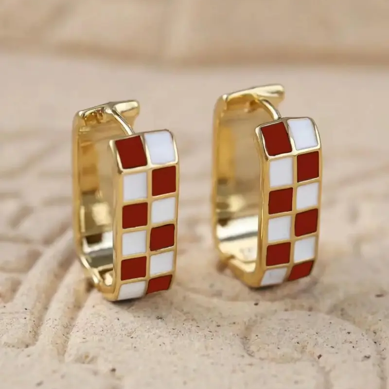 Checkerboard Hoop Earrings