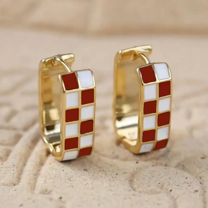 Checkerboard Hoop Earrings