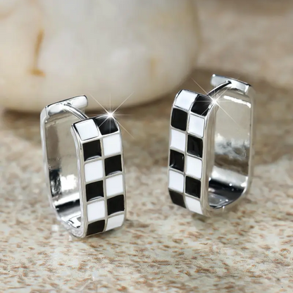 Checkerboard Hoop Earrings