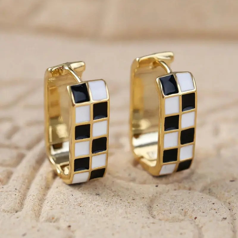 Checkerboard Hoop Earrings