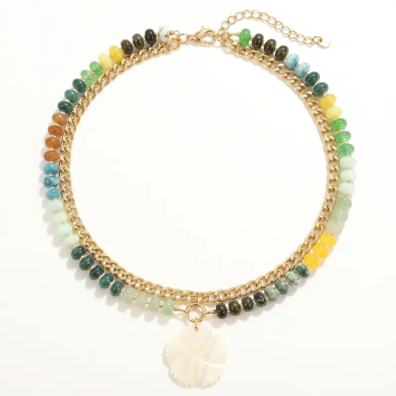 Double Layered Charm Beaded Necklace Set