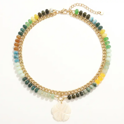 Double Layered Charm Beaded Necklace Set