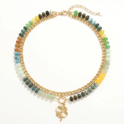 Double Layered Charm Beaded Necklace Set