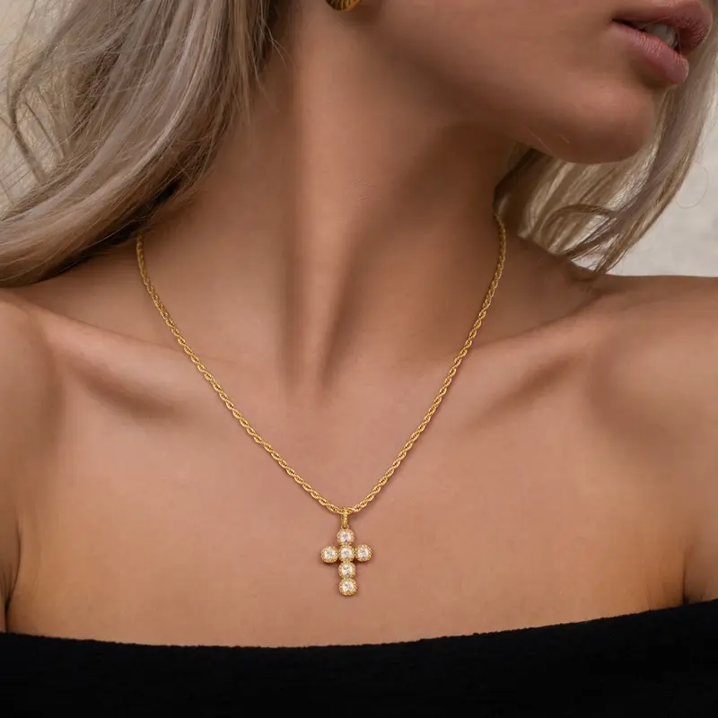 Twisted Rope Cross Necklace
