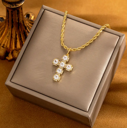Twisted Rope Cross Necklace
