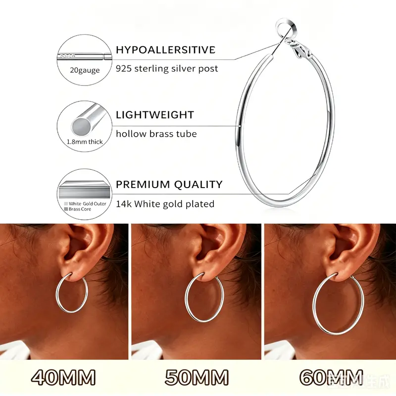 3 Pair Big Hoop Earrings