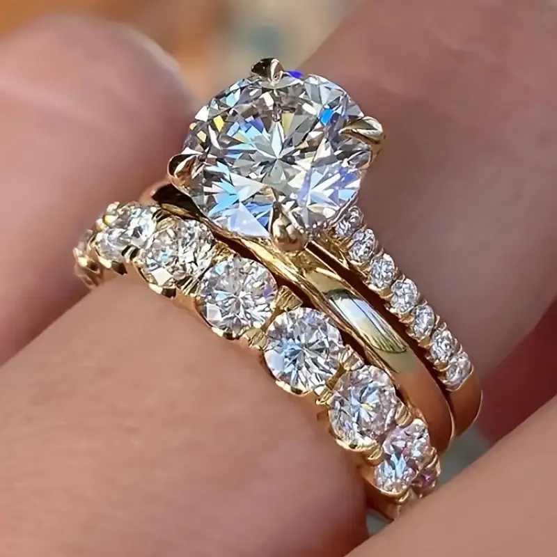 3pc Stackable Cubic Rings Set