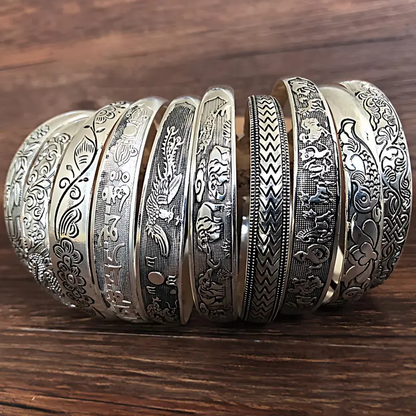 10pc Vintage Chinese Cuff Bangle Set