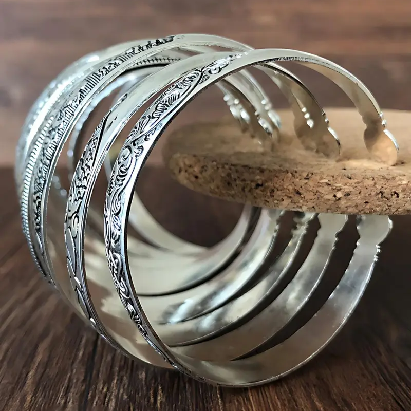 10pc Vintage Chinese Cuff Bangle Set