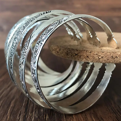 10pc Vintage Chinese Cuff Bangle Set