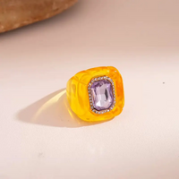 Purple Diamond Yellow Ring