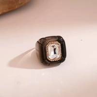 White Diamond Black Ring