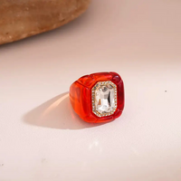 White Diamond Red Ring
