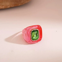 Green Diamond Pink Ring