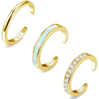 3pc Summer Toe Ring Set