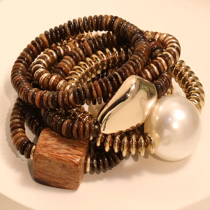 7pc Exaggerated Pearl Beaded Bracelet Set