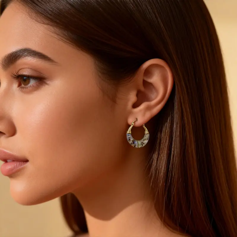 Abalone Shell Hoop Earrings