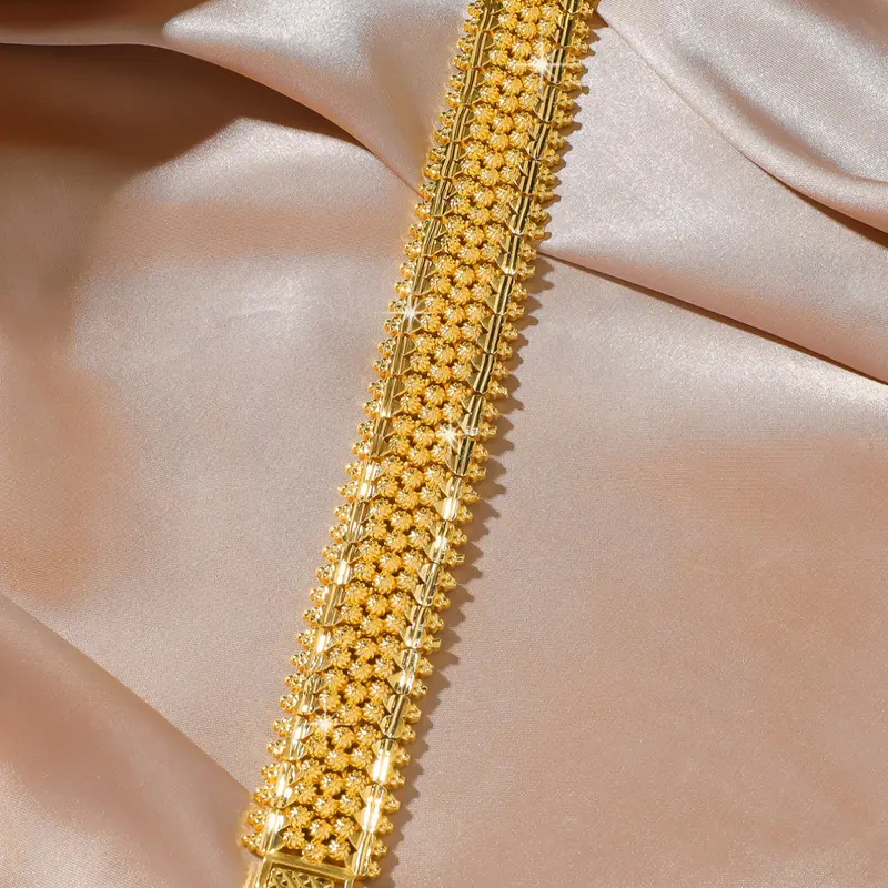 Three Row Flower Heart Bead Bracelet