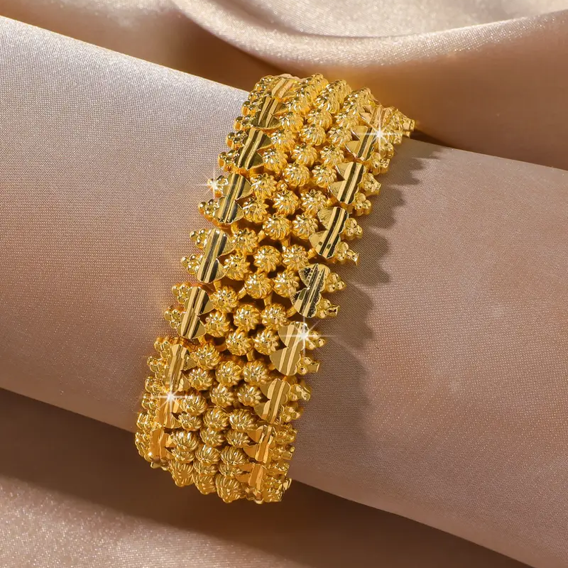 Three Row Flower Heart Bead Bracelet