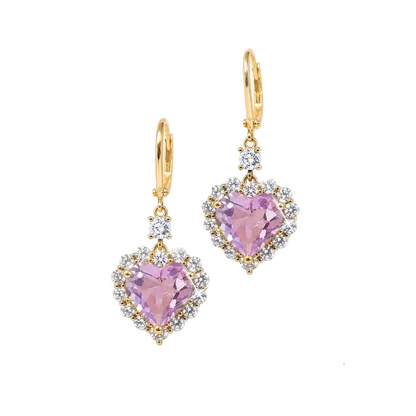 Pink Crystal Heart Earrings