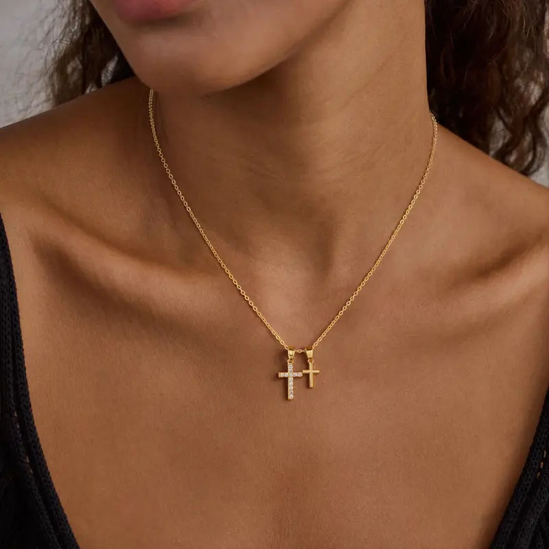 Dainty Double Cross Necklace