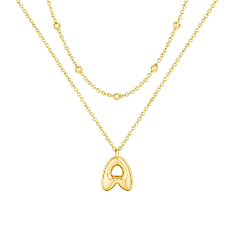 2pc Initial Bubble Necklace Set