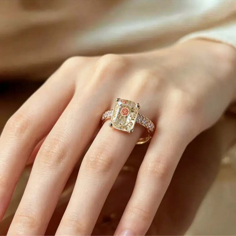 Vine Rose Square Ring