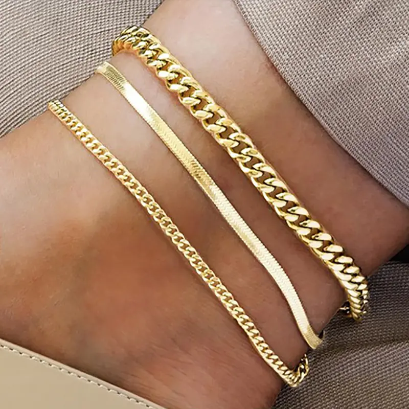 3pc Dainty Anklet Stack
