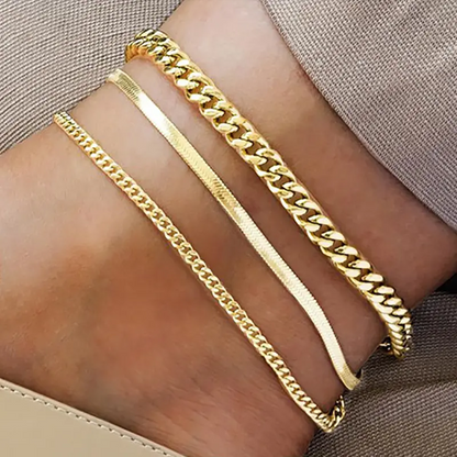 3pc Dainty Anklet Stack