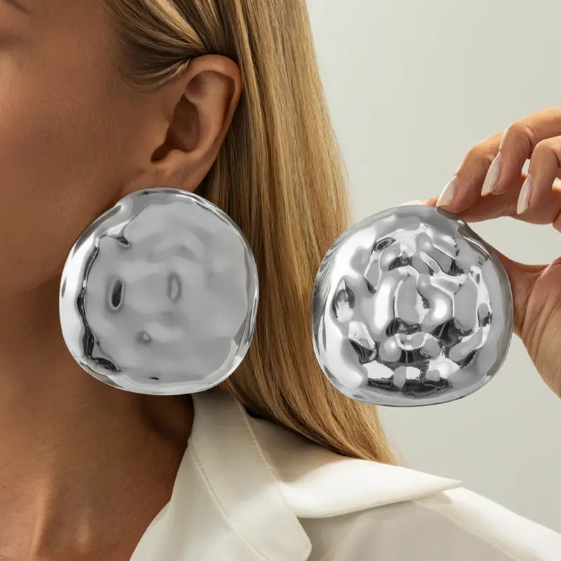 Irregular Round Hammered Earrings