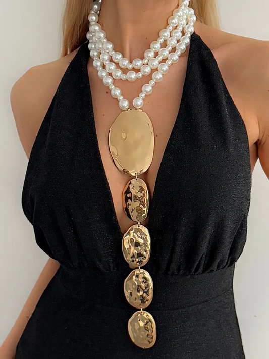 Multilayer Exaggerated Pearl Necklace Set