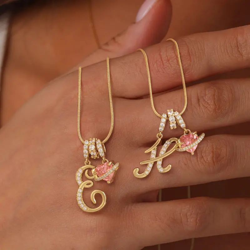 Initial Heart Charm Necklace