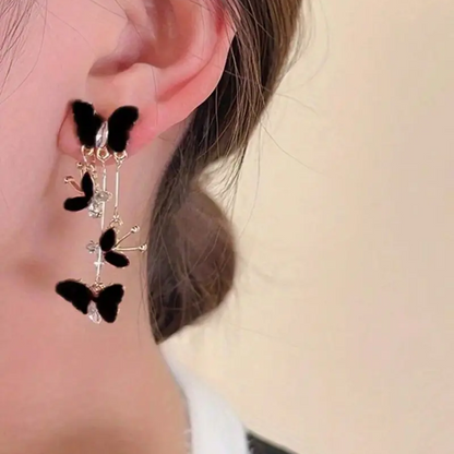 Black Butterfly Tassel Earrings