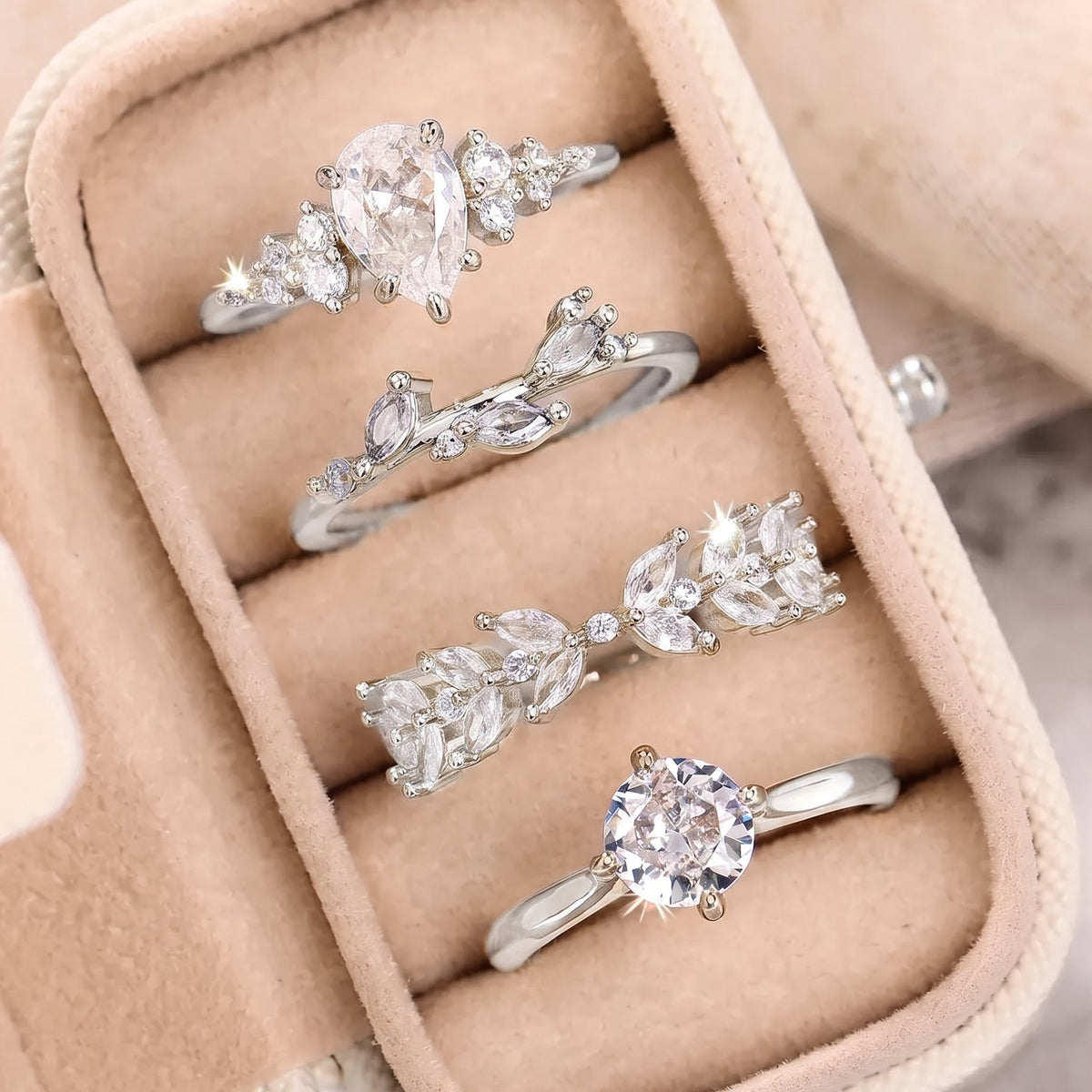 4pc Zirconia Stackable Ring Set