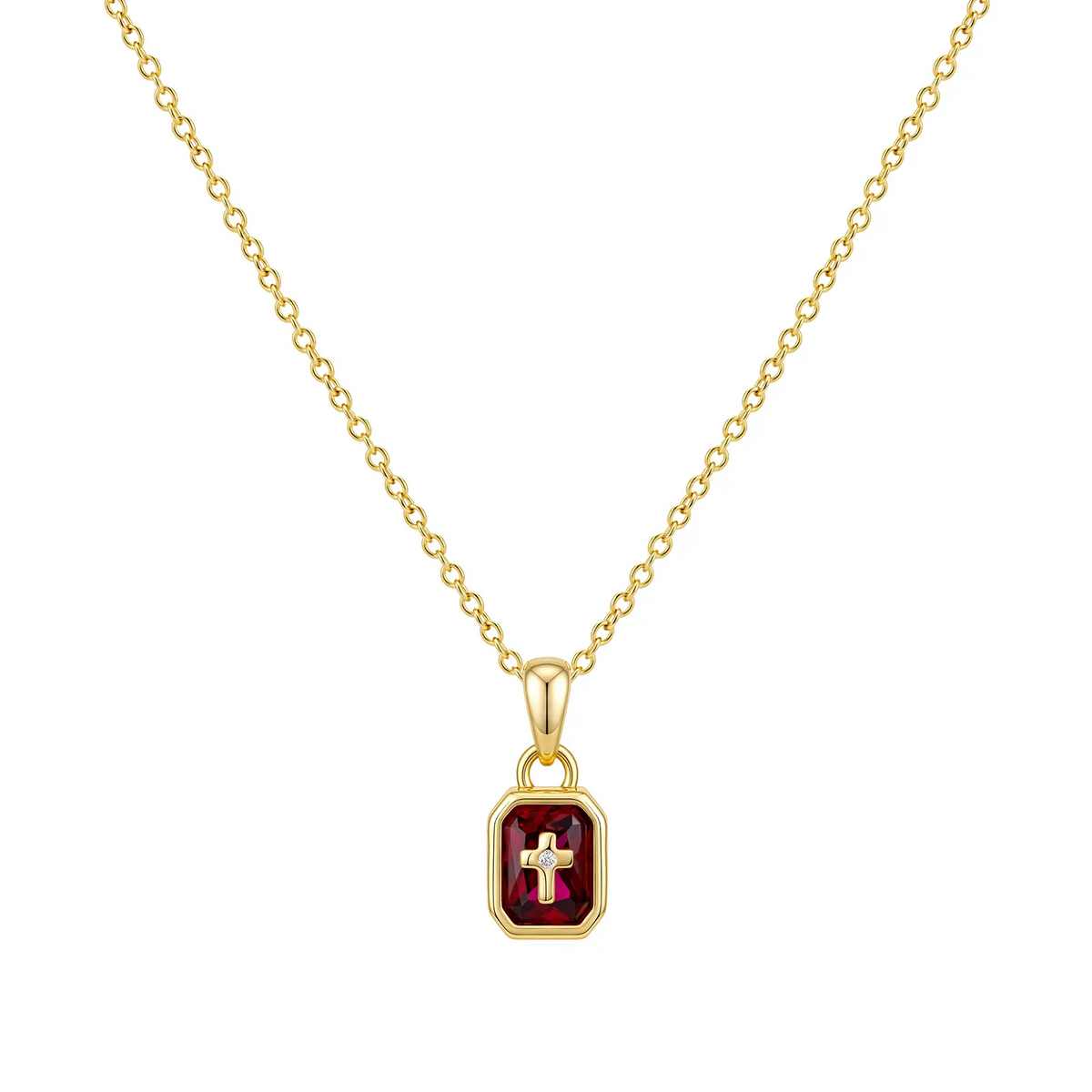 Cross Birthstone Necklace
