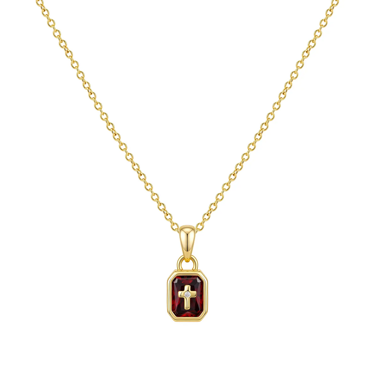 Cross Birthstone Necklace