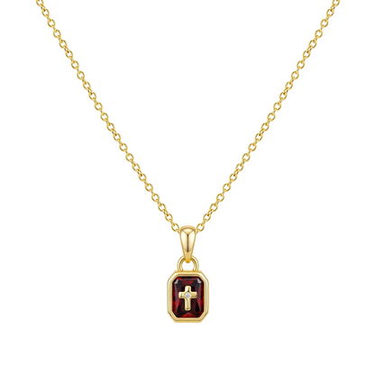 Cross Birthstone Necklace