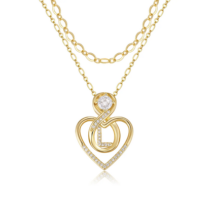 2pc 14k Initial Infinity Heart Necklace Set