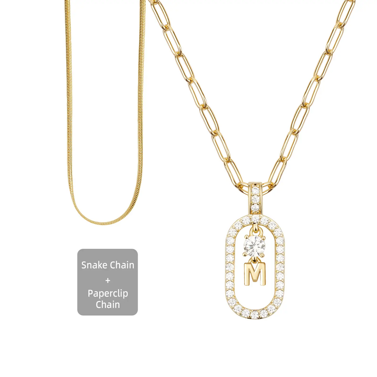 2pc Initial Necklace Set