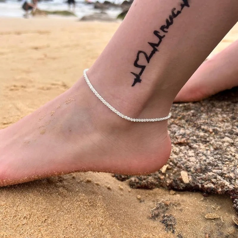Dainty Sparkling Layered Anklet Set