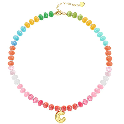 Initial Natural Stone Necklace