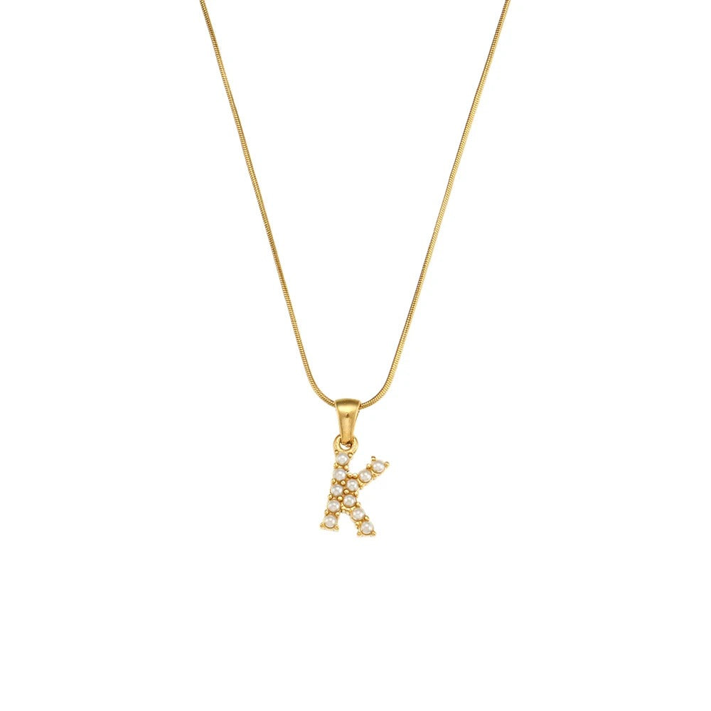 Pearl Letter Initial Necklace