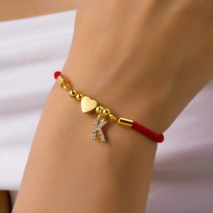 Initial Heart Rope Bracelet